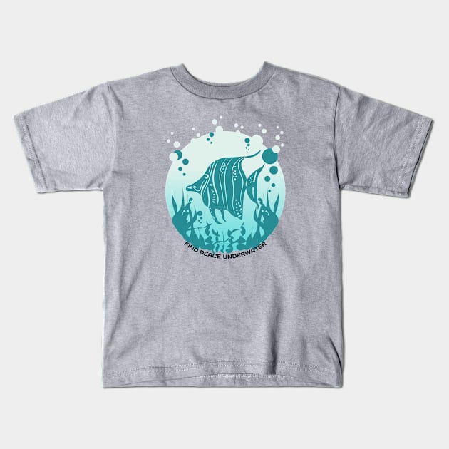 Find Peace Underwater Retro Fish Kids T-Shirt by Nature Lover Apparel